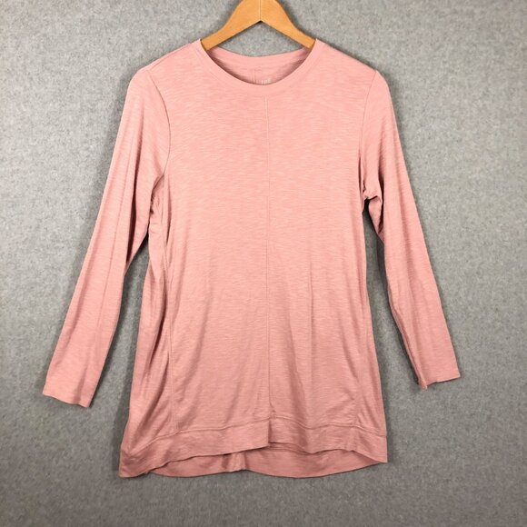 J Jill Pink Elliptical Tunic Top Pima Cotton Long Sleeve Size Medium - Picture 1 of 5